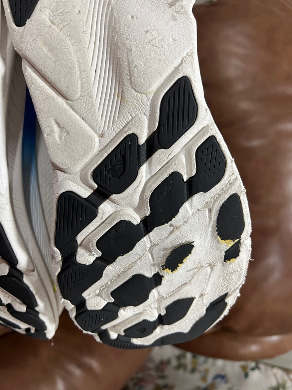 Hoka  Clifton White and Neon Yellow Mens Sneakers - Picture 15 of 15
